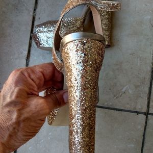 Steve Madden gold glitter platforms